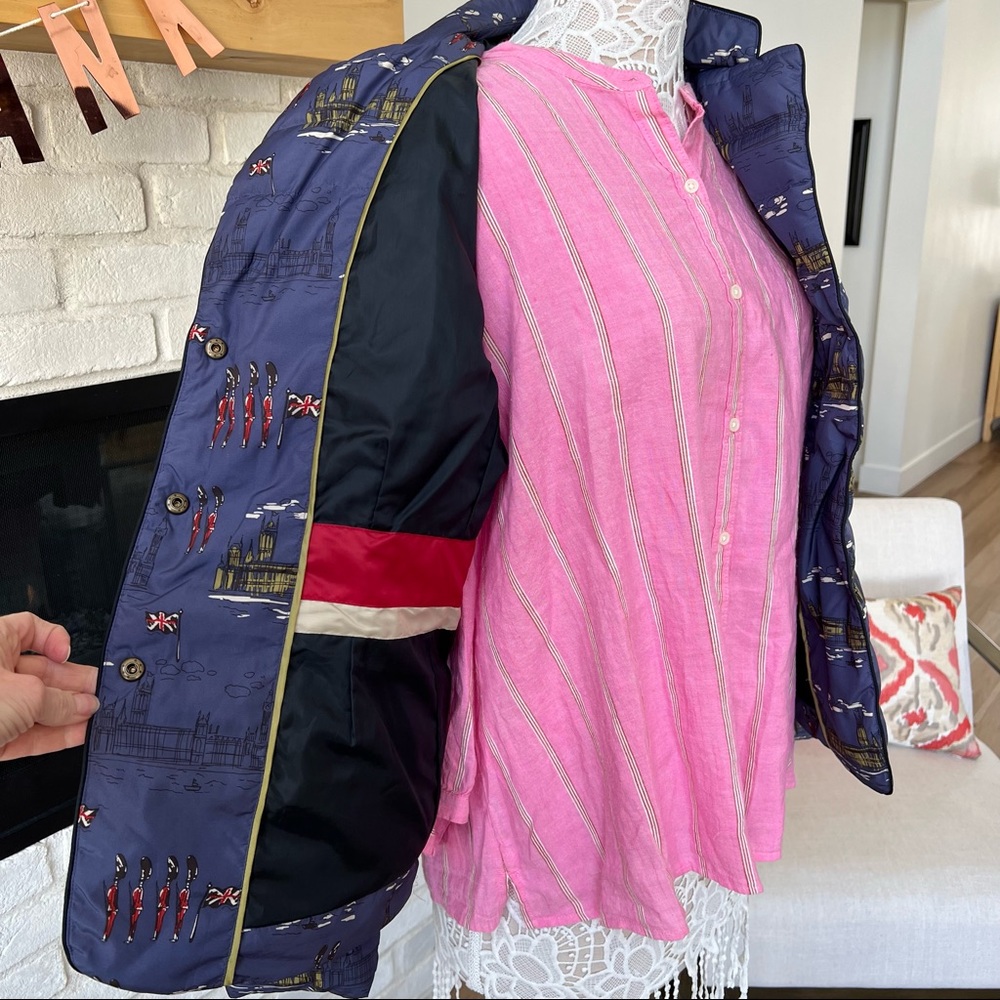 Boden Navy Puffer Jacket with Iconic City Print - Picture 6 of 10